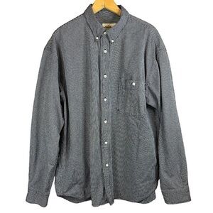 Eddie Bauer Navy Blue Micro Plaid Button Down Shirt Size XL Long Sleeve Cotton